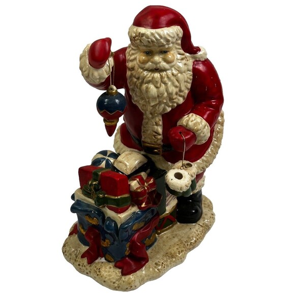 Santa Figurine with Bag of Toys Gifts Christmas Decor - Ceramic Holiday - Picture 1 of 6